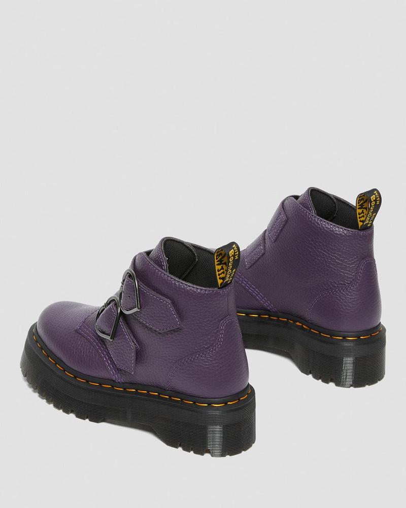 Women's Dr Martens Devon Heart Leather Platform Boots Purple | AU 236AHK